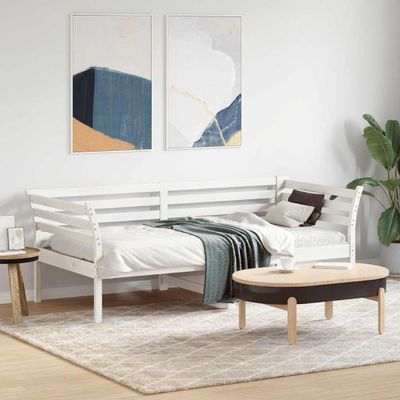 VidaXL Denná posteľ bez matraca Biela 75x190 cm Borovicový masív