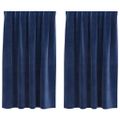 vidaXL Zatemňovacie závesy 2 ks Tmavomodrá 140 x 140 cm Zamat