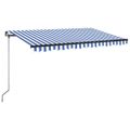 vidaXL Ručne zaťahovacia markíza s LED 450x350 cm modrá a biela