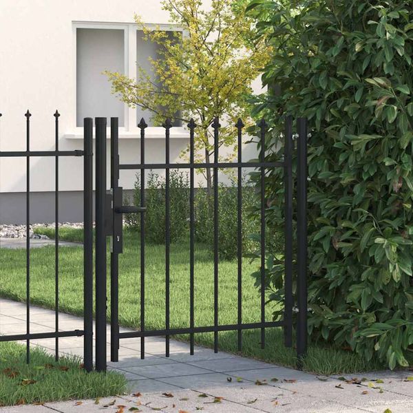 vidaXL Plotová brána BOXTEL jednokrídlová s hrotovým vrchom, oceľ 1x1 m, čierna