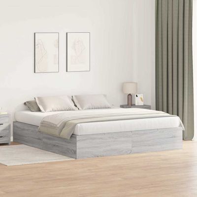 vidaXL Rám postele s úložným prostorem Sivý Sonoma 200 x 200 cm