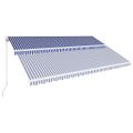 vidaXL Ručná zaťahovacia markíza modrá a biela 500x300 cm