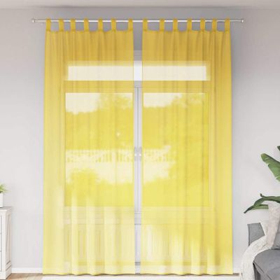 vidaXL Voálové závesy so slučkami, 2 ks, žlté, 140x260 cm
