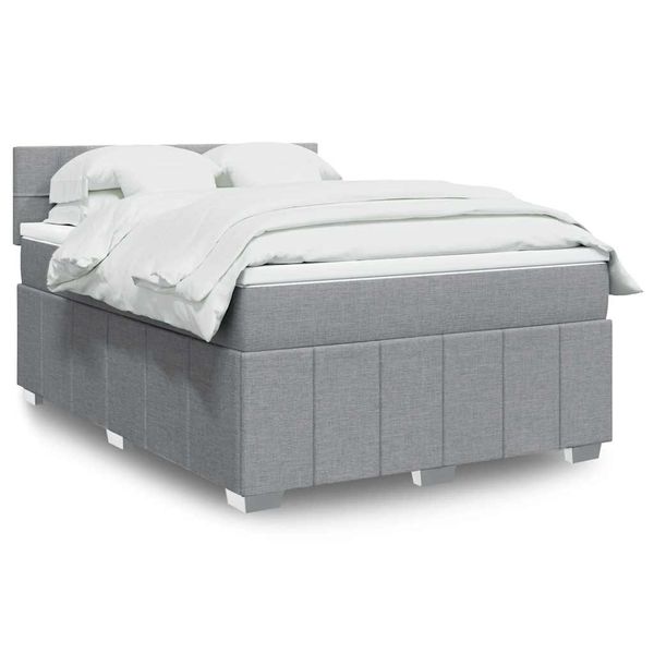 vidaXL Boxspring posteľ s matracom svetlosivá 100x200 cm látka