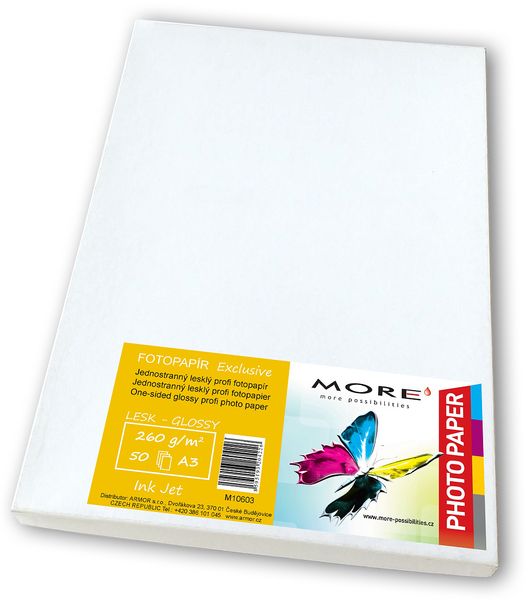 Fotopapier lesklý biely kompatibilný s A3, 260g/m2kompatibilný s ink. tlač, 50ks