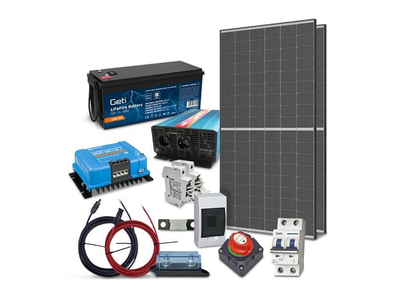 Solárny ostrovný set TRINA 910Wp, batéria LiFePO4 24V 100Ah, menič 24V/230VAC 2000W