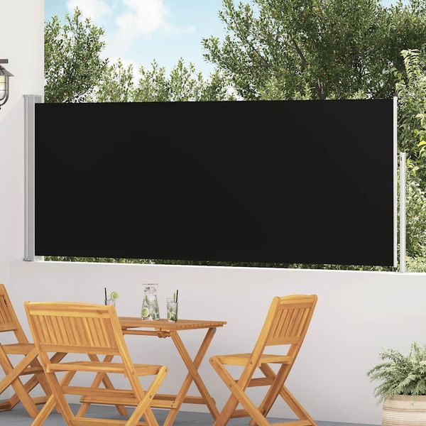 vidaXL Zaťahovacia bočná markíza na terasu 120x500 cm, čierna