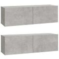 vidaXL TV skrinky 2 ks betónovo-sivé 100x30x30 cm spracované drevo