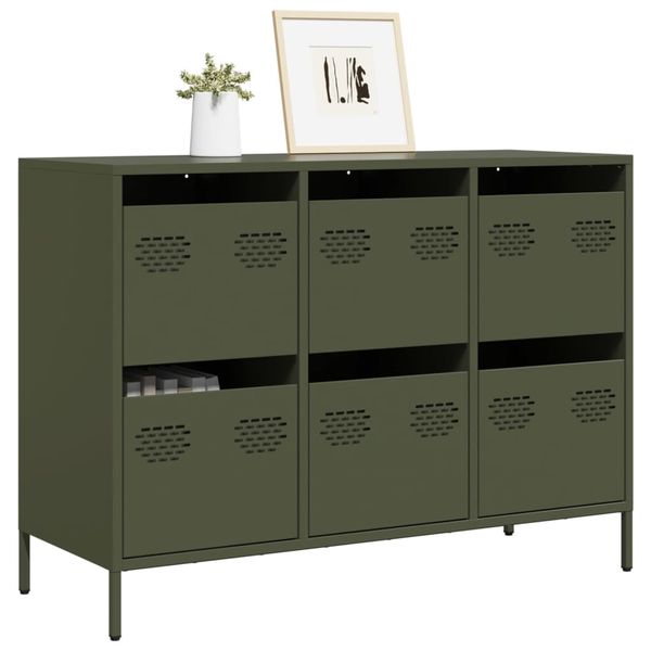 vidaXL Komoda olivovozelená 101,5x39x73,5 cm oceľ valcovaná za studena