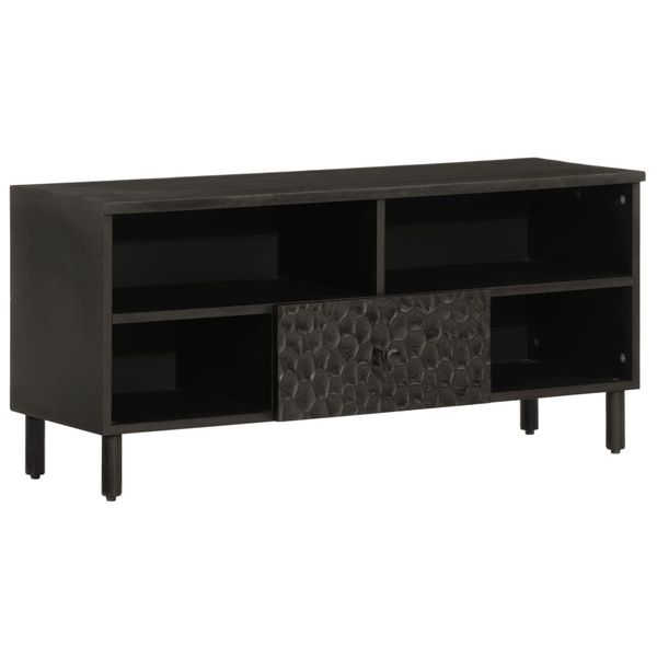 vidaXL TV skrinka, čierna 100x33x46 cm, mangový masív