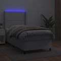 vidaXL Boxspring posteľ s matracom a LED biela 90x200 cm umelá koža