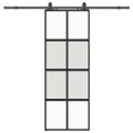 vidaXL Posuvné dvere s kovaním čierne 76x205 cm tvrdené sklo