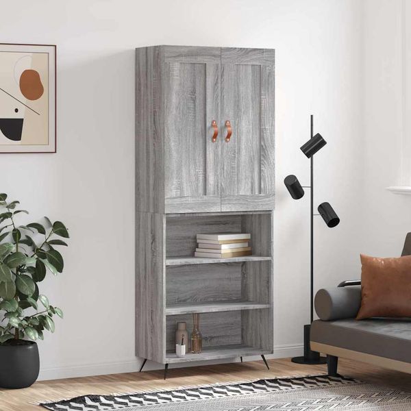 vidaXL Vysoká skrinka sivý dub sonoma 69,5x34x180 cm spracované drevo