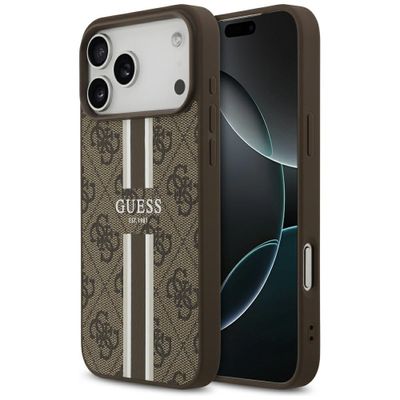 Obal Guess 4G Printed Stripes MagSafe pre iPhone 17 Pro Max hnedý