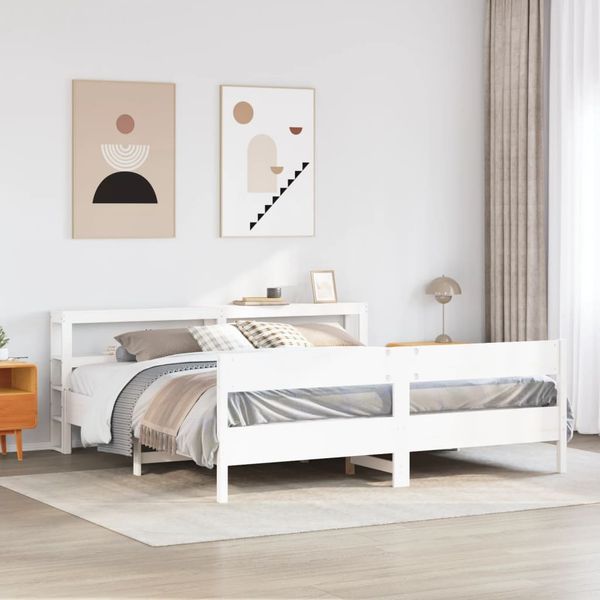 vidaXL Posteľ bez matraca biela 200x200 cm masívna borovica