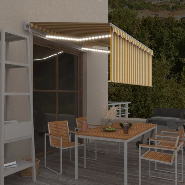 vidaXL Automatická markíza tienidlo&LED&senzor vetra žlto-biela