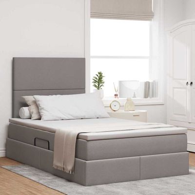 vidaXL Postel s úložným prostorem a matrací Sivohnedá 120 x 200 cm