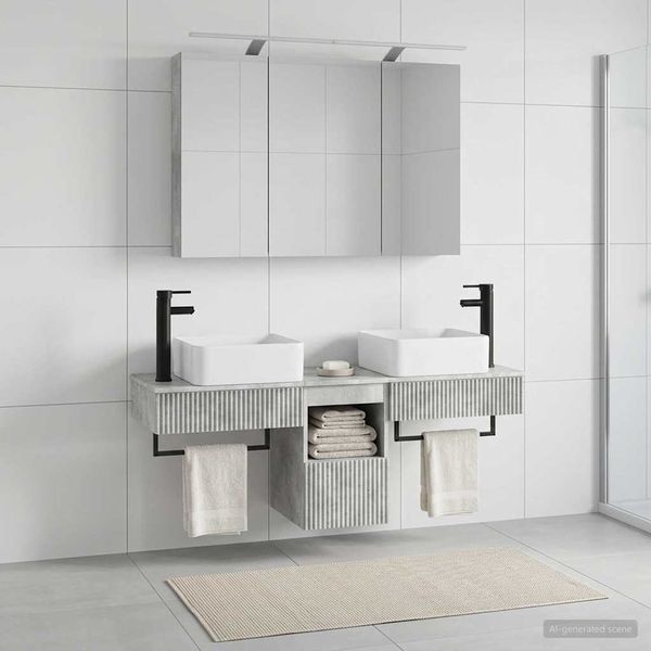 vidaXL Set kabinetov do kúpeľne 4 pcs Betónovo sivá 100 x 14,5 x 70 cm