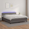 vidaXL Boxspring posteľ s matracom a LED sivá 180x200 cm umelá koža