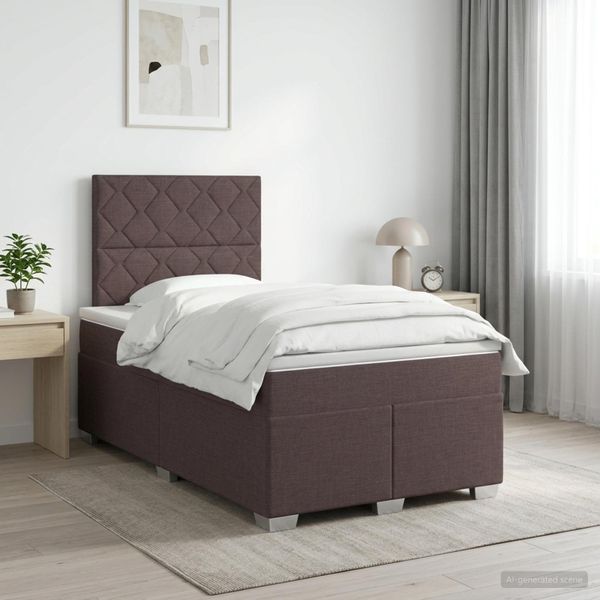 vidaXL Posteľ boxspring s matracom Tmavohnedá 120 x 190 cm Látka