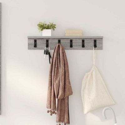 vidaXL Vešiak na stenu Nástenný Sivý Sonoma 60 x 10,5 x 10,5 cm