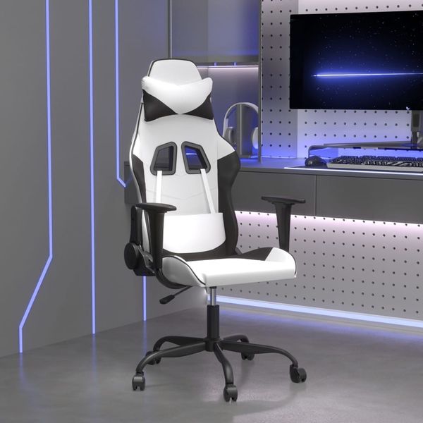 vidaXL Herná stolička biela a čierna umelá koža