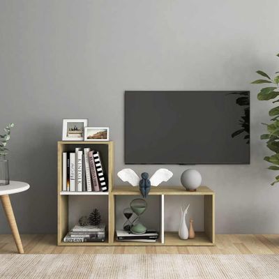 vidaXL TV skrinky 2 ks, biela+sonoma 72x35x36,5 cm, kompozitné drevo