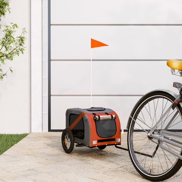 vidaXL Cyklovozík pre zvieratá, oranžovo sivý, oxfordská látka, železo