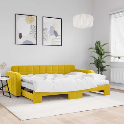 vidaXL Rozkladacia denná posteľ s matracmi žltá 80x200 cm zamat