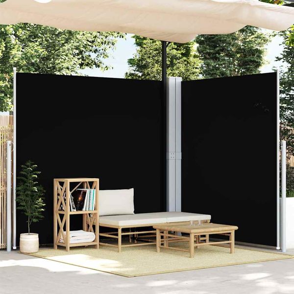 vidaXL Zaťahovacia bočná markíza čierna 220x600 cm