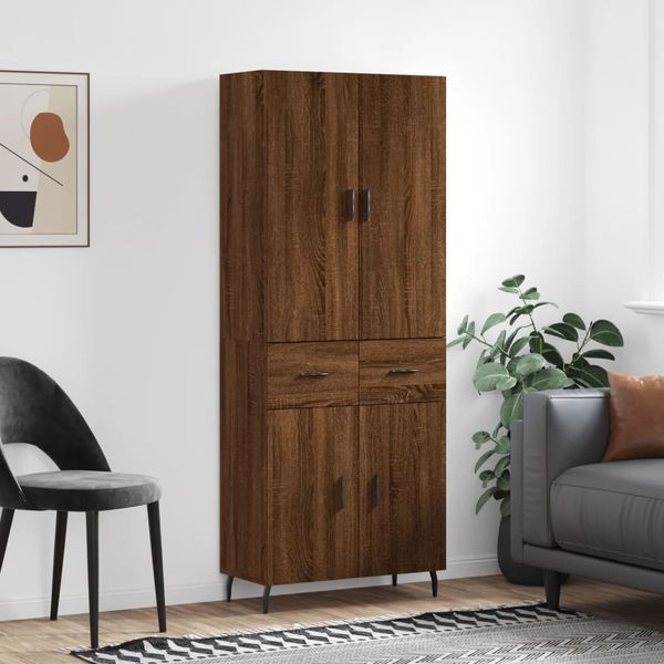 vidaXL Vysoká skrinka hnedý dub 69,5x34x180 cm spracované drevo