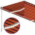 vidaXL Automatická markíza tienidlo&LED&senzor vetra oranžovo-hnedá