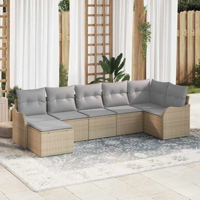 vidaXL Súprava záhradných pohoviek 7 pcs Béžová polyratan