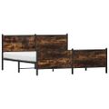 vidaXL Kovový posteľný rám bez matraca dymový dub 200x200 cm