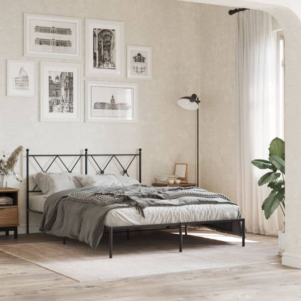 vidaXL Kovový rám postele s čelom čierny 135x190 cm