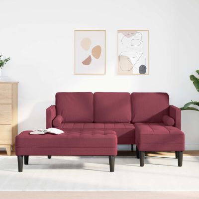 vidaXL Sada pohoviek s vankúšom 2 pcs Víno červené Polyester