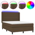 vidaXL Posteľ boxsping s matracom a LED tmavohnedá 140x190 cm látka