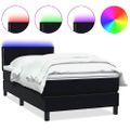 vidaXL Posteľný rám boxspring s matracom a LED čierny 90x220 cm zamat