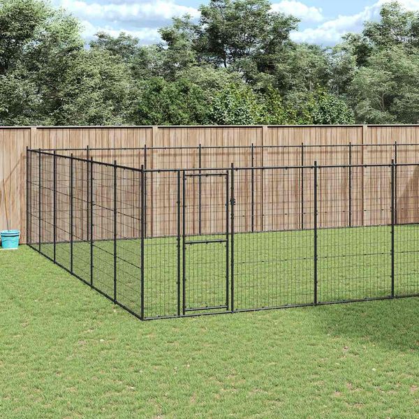 vidaXL Vonkajšia voliéra pre psov oceľová 79,86 m²