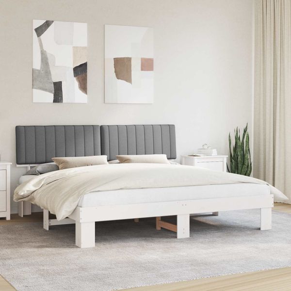 vidaXL Rám postele s čalúneným čelom Svetlosivá 200 x 200 cm