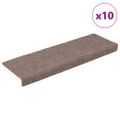 vidaXL Schodové rohože, samolepiace, 10 ks, 65x21x4 cm, svetlohnedé, s obdĺžnikovým okrajom