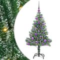 vidaXL Umelý vianočný stromček, snehom obalený, s LED svetlom 120 cm