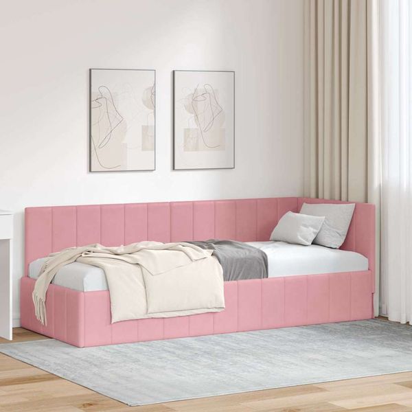 vidaXL Rohový rám postele s čelnou doskou Ružová 80 cm x 200 cm Zamat