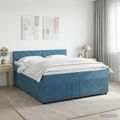 vidaXL Posteľ boxspring s matracom Tmavomodrá 180 x 200 cm Zamat