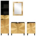 vidaXL Set kabinetov do kúpeľne 4 ks Čierna a mosadz 38 x 33 x 160 cm