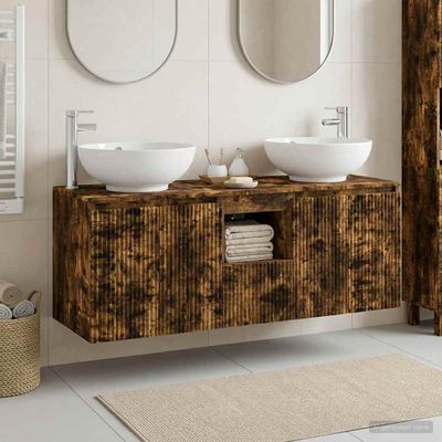 vidaXL Set kabinetov do kúpeľne 3 ks Dymový dub 49,5 x 44,5 x 65 cm