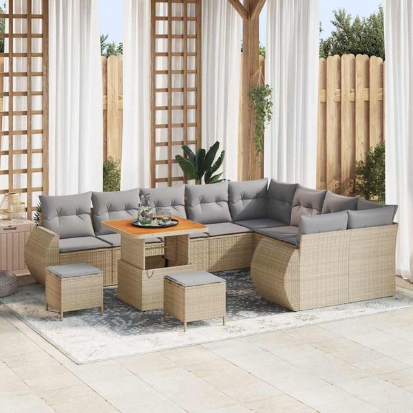 vidaXL Súprava záhradných pohoviek 12 pcs Béžová polyratan