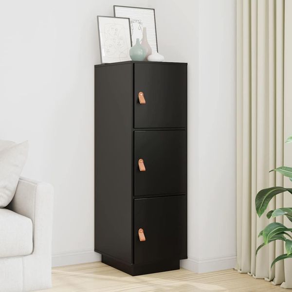vidaXL Vysoká skrinka čierna 34x40x108,5 cm masívna borovica