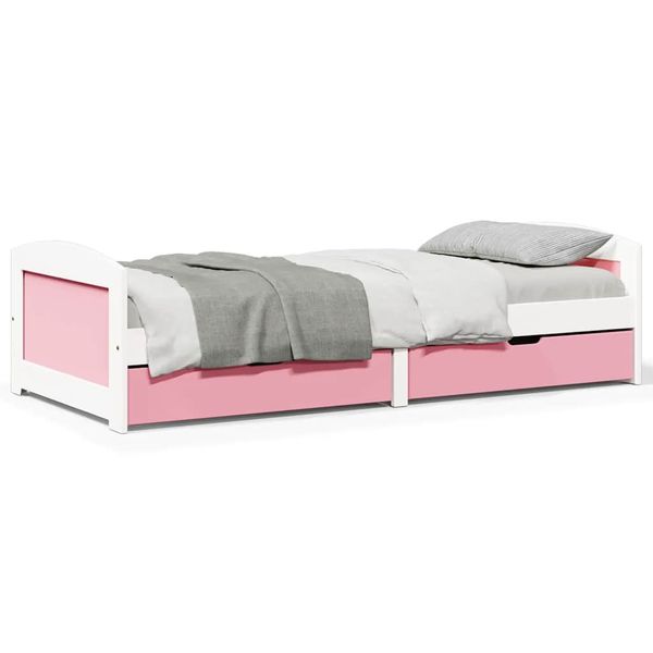 vidaXL denná posteľ s 2 zásuvkami bez matraca bielo-ružová 90x200 cm