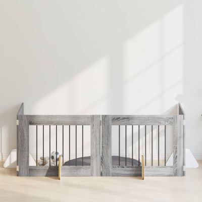 vidaXL Brána pre psov so stojanmi 4 pcs Sivá sonoma 80 x 60 cm